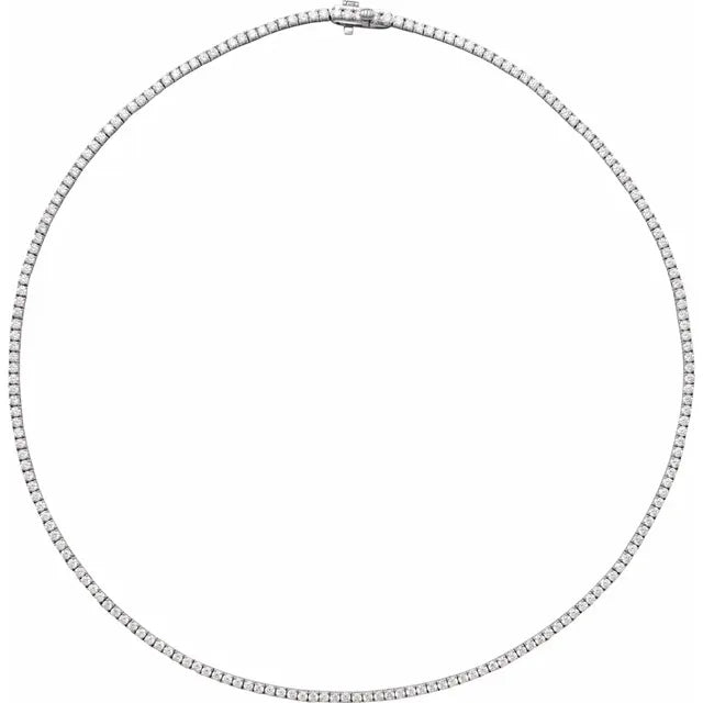 14K White Gold 5 CTW Lab-Grown Diamond Tennis Necklace – 16"