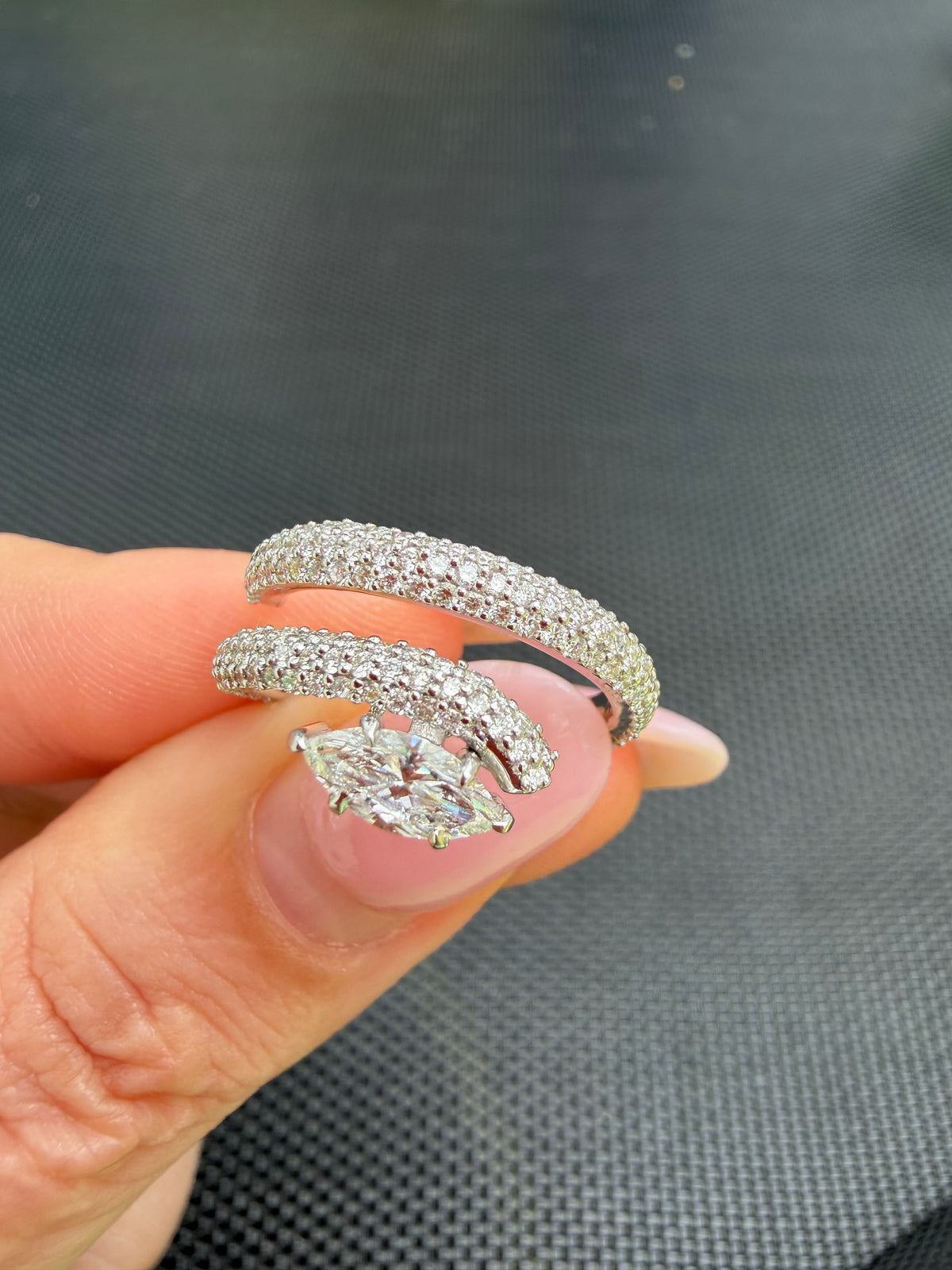 0.40 CT GIA-Certified Natural Marquise Diamond Wraparound Ring in 18K White Gold