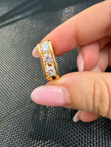 3-Stone Natural Diamond Modern Square Ring – 0.90 CTW GIA Certified | 18K Yellow Gold