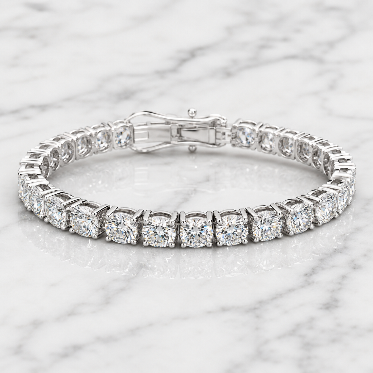 21.47 CTW Lab-Grown Diamond Tennis Bracelet – 14K White Gold
