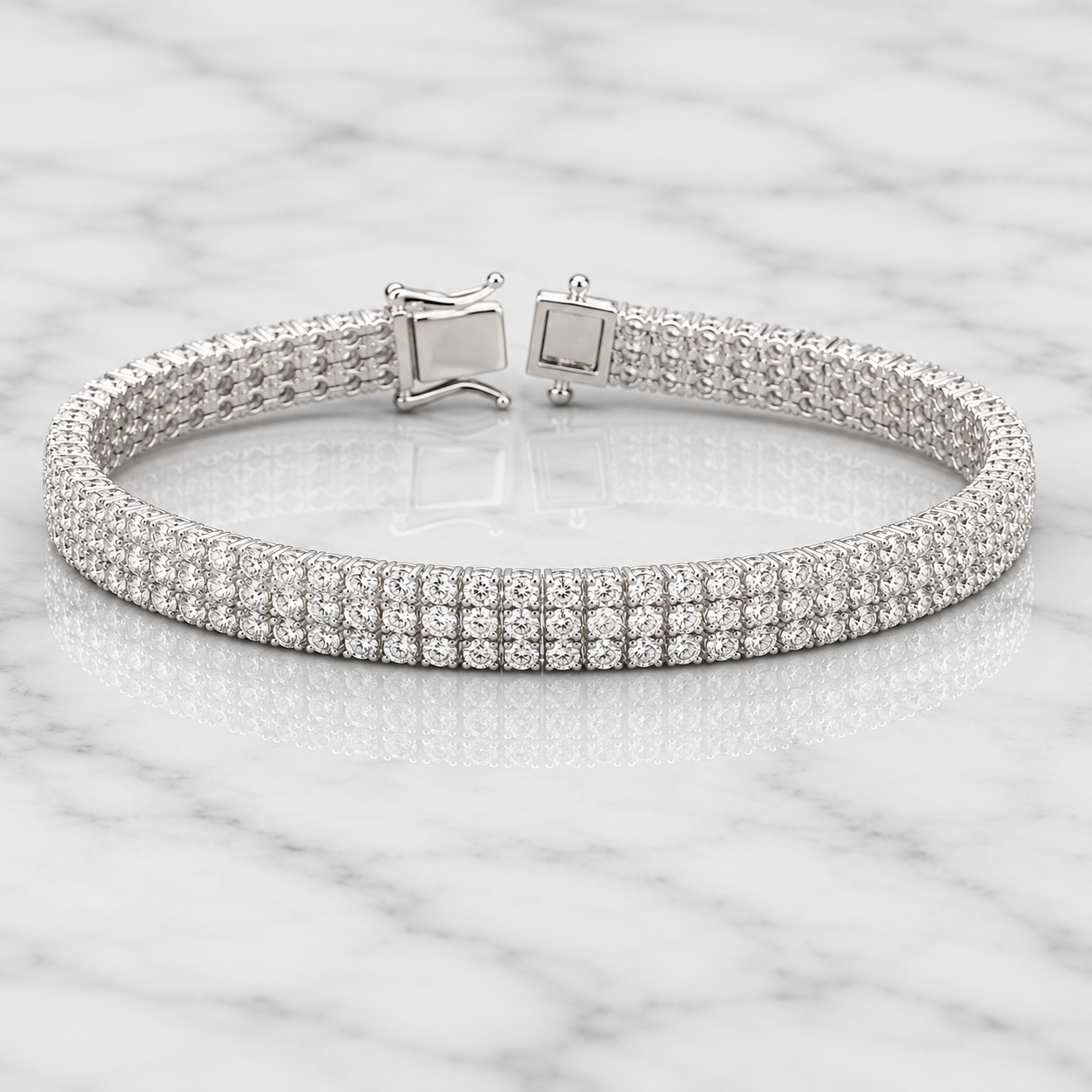 9.09 CTW 3-Row Lab-Grown Diamond Tennis Bracelet – 14K White Gold
