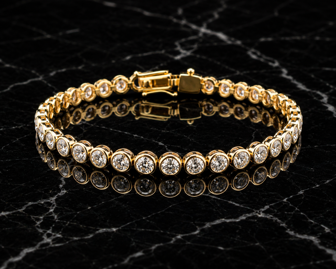 8.37 CTW Round Lab-Grown Diamond Tennis Bracelet – 14K Yellow Gold