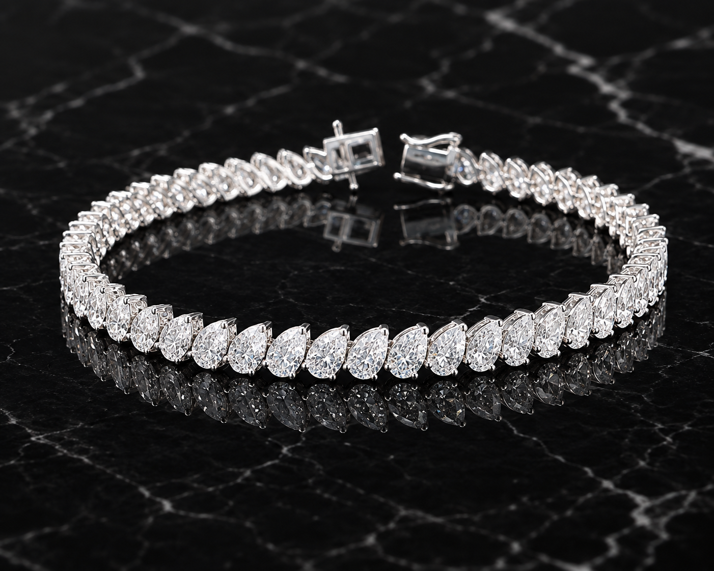 8.45 CTW Pear-Cut Lab-Grown Diamond Tennis Bracelet – 14K White Gold