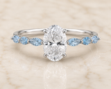 Custom 3.00 CT Oval & Fancy Light Blue Marquise Diamond Ring - Platinum