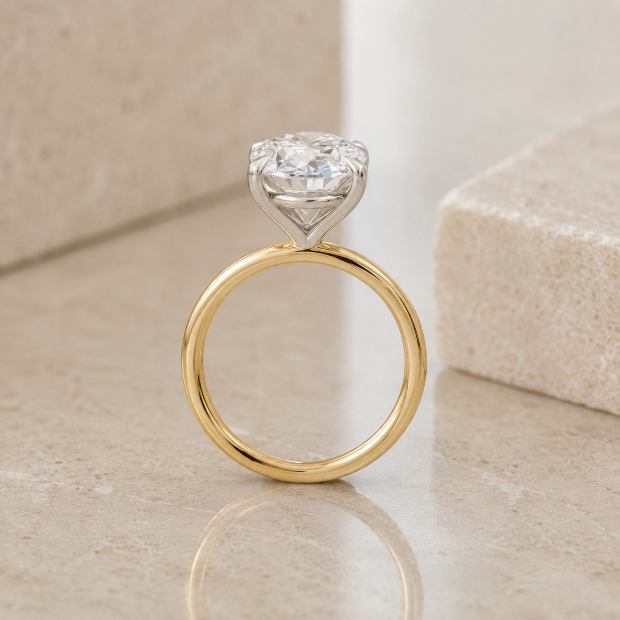 5 CT Two-Tone 18K Gold Oval Solitaire Engagement Ring