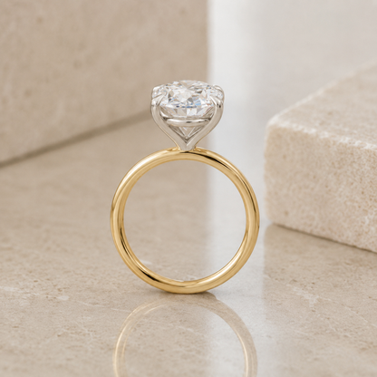 5 CT Two-Tone 18K Gold Oval Solitaire Engagement Ring