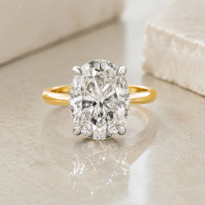 5 CT Two-Tone 18K Gold Oval Solitaire Engagement Ring