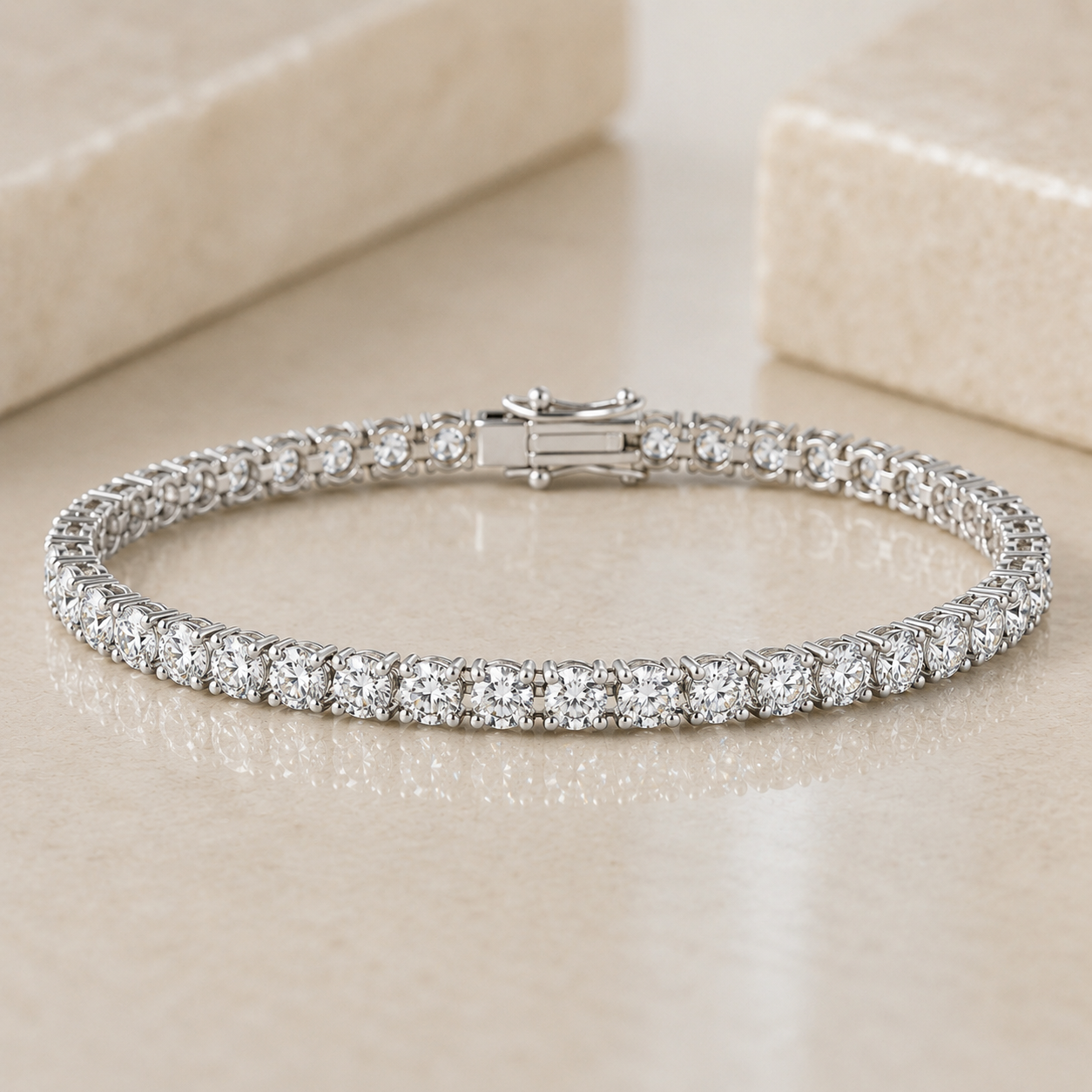 4.00 CTW Natural Diamond 18K White Gold Tennis Bracelet