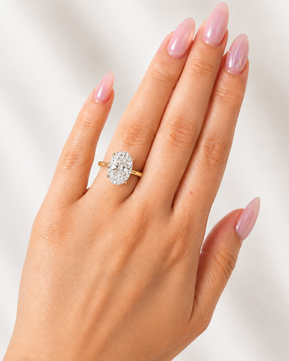 5 CT Two-Tone 18K Gold Oval Solitaire Engagement Ring