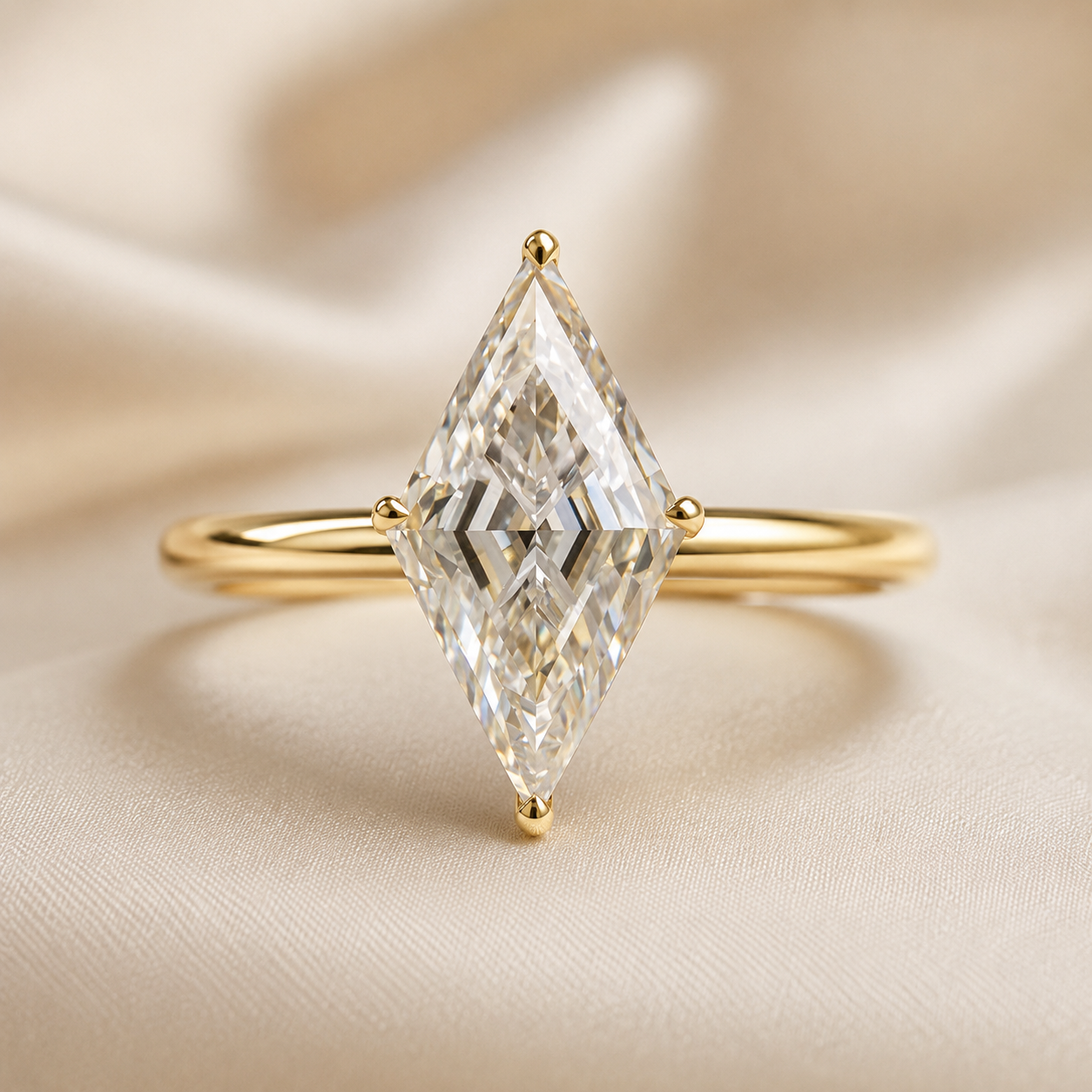 3.7 CT Lozenge Lab-Grown Diamond Solitaire Ring – 14K Yellow Gold