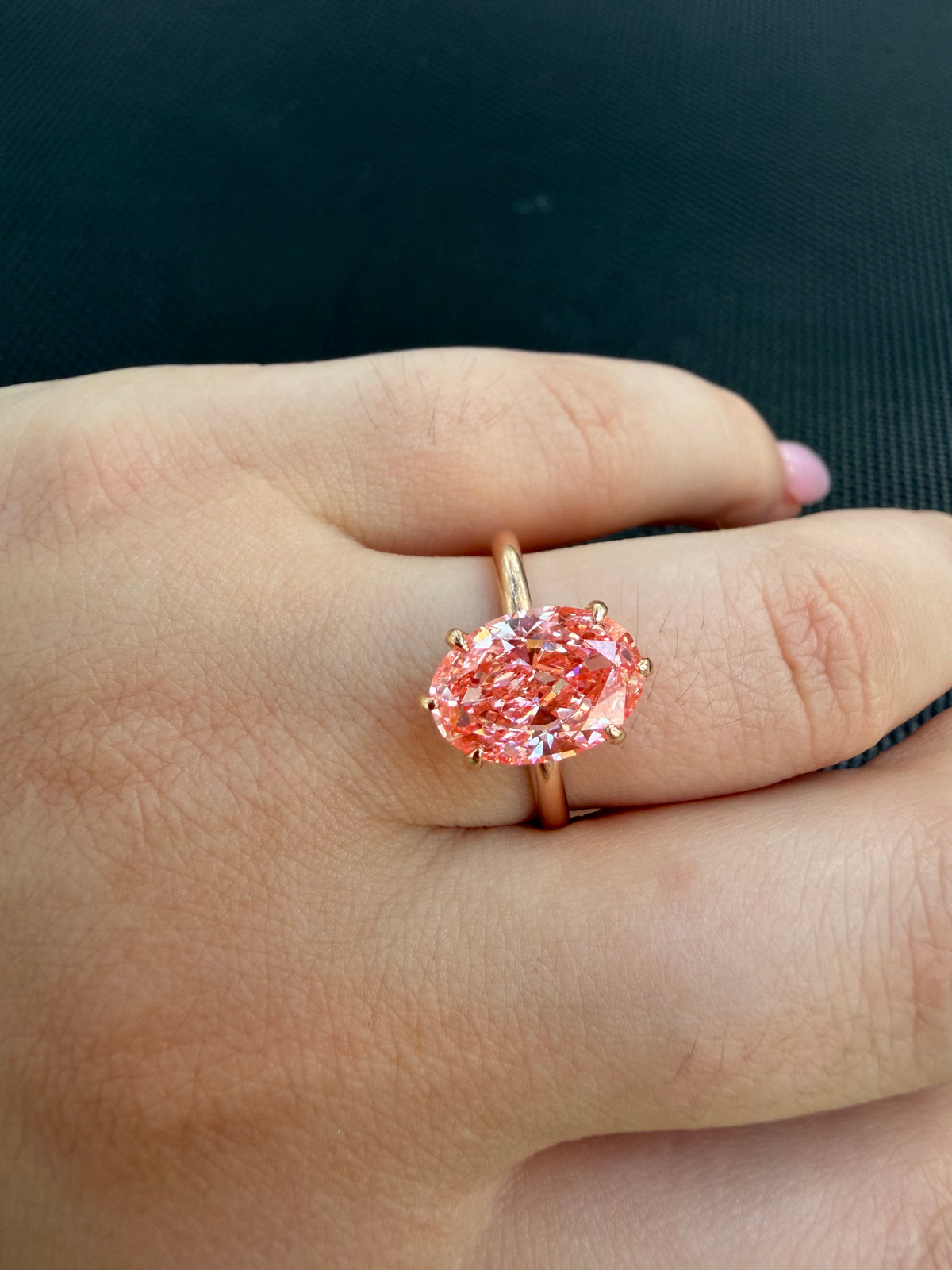 3 CT Fancy Pink Lab-Grown Diamond Solitaire Ring in 18K Rose Gold