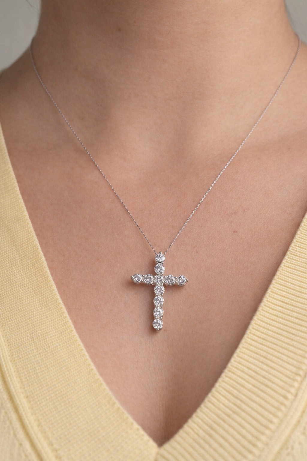3.00 CTW Diamond Cross Pendant | 14K White Gold | DEF VVS Diamonds