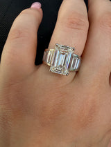 5 CT Emerald Cut Lab Grown Diamond Ring IGI– E VVS2 | Baguette Channel Setting | Platinum