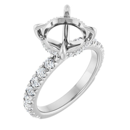 14K White Gold Round Engagement Ring Setting