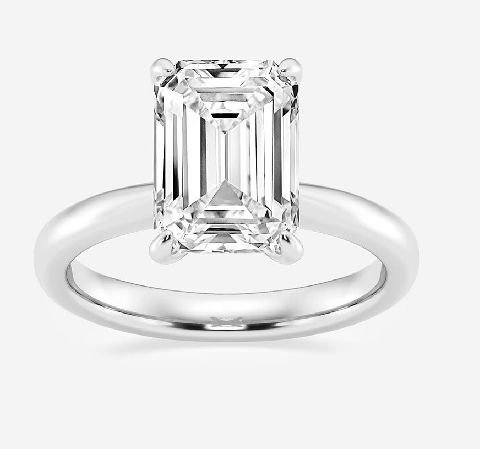 14k White Gold Custom Solitaire Engagement Ring 9x7 Center Stone