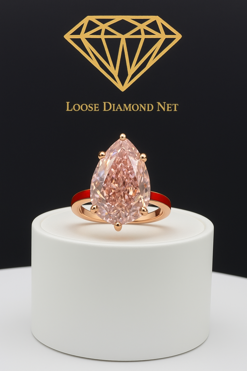 The Empress- 10ct  Vivid Pink Enamel Finish Engagement Ring