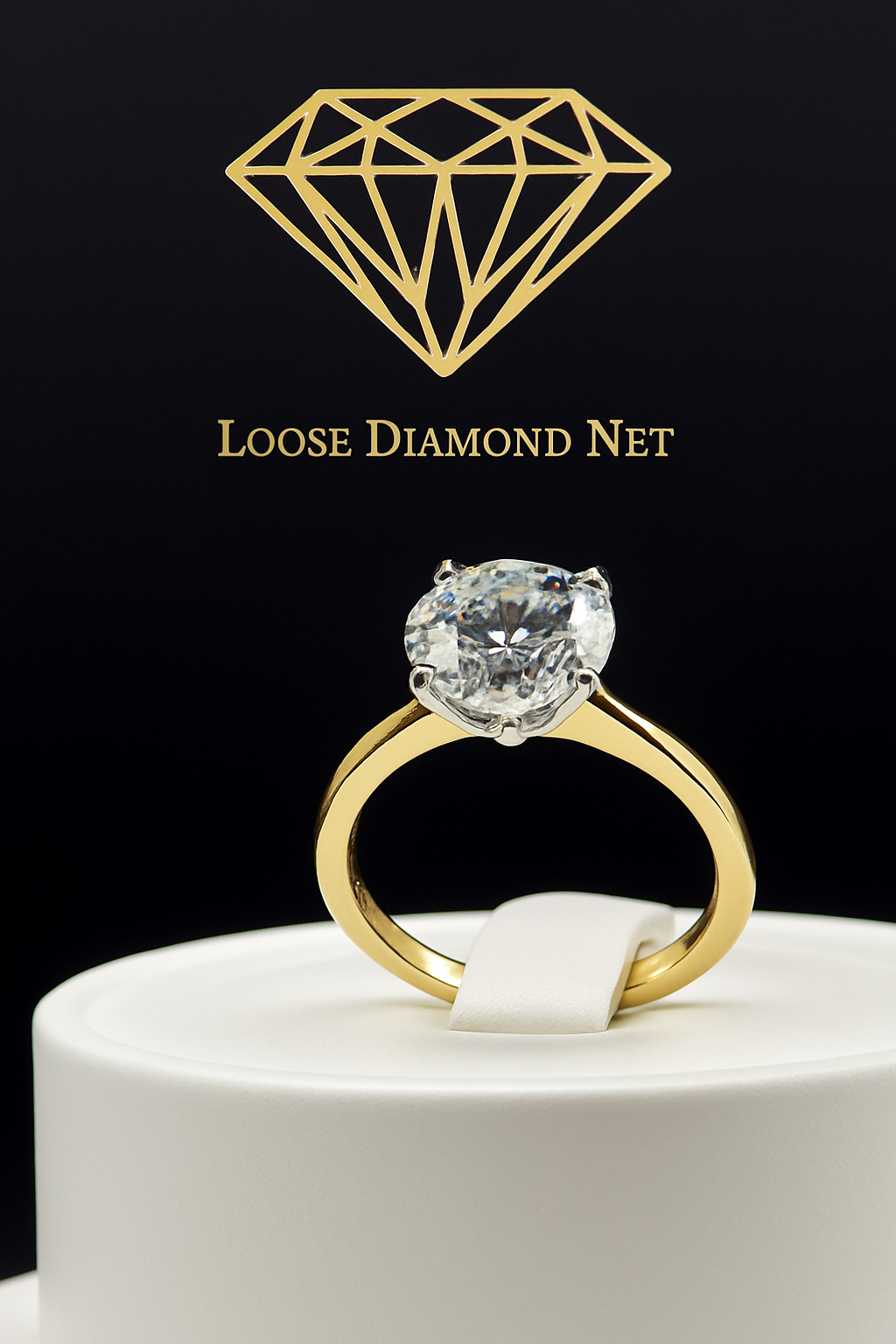 14K Yellow & White 3ct Lab diamond Engagement ring