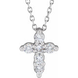 14K White Gold 1/4 CTW Lab-Grown Diamond Cross Necklace – 18” Cable Chain