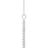 14K White Gold 1/4 CTW Natural Diamond Cross Necklace – 18” Cable Chain