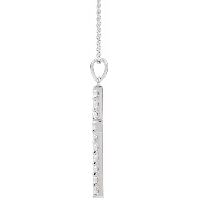 14K White Gold 1/4 CTW Natural Diamond Cross Necklace – 18” Cable Chain