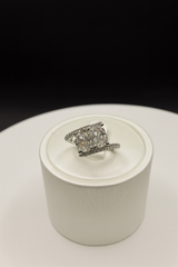 Two-Stone Radiant & Oval Lab Diamond Pinky Ring with Natural Diamond band– 14K White Gold (Nearly 3 CTW)