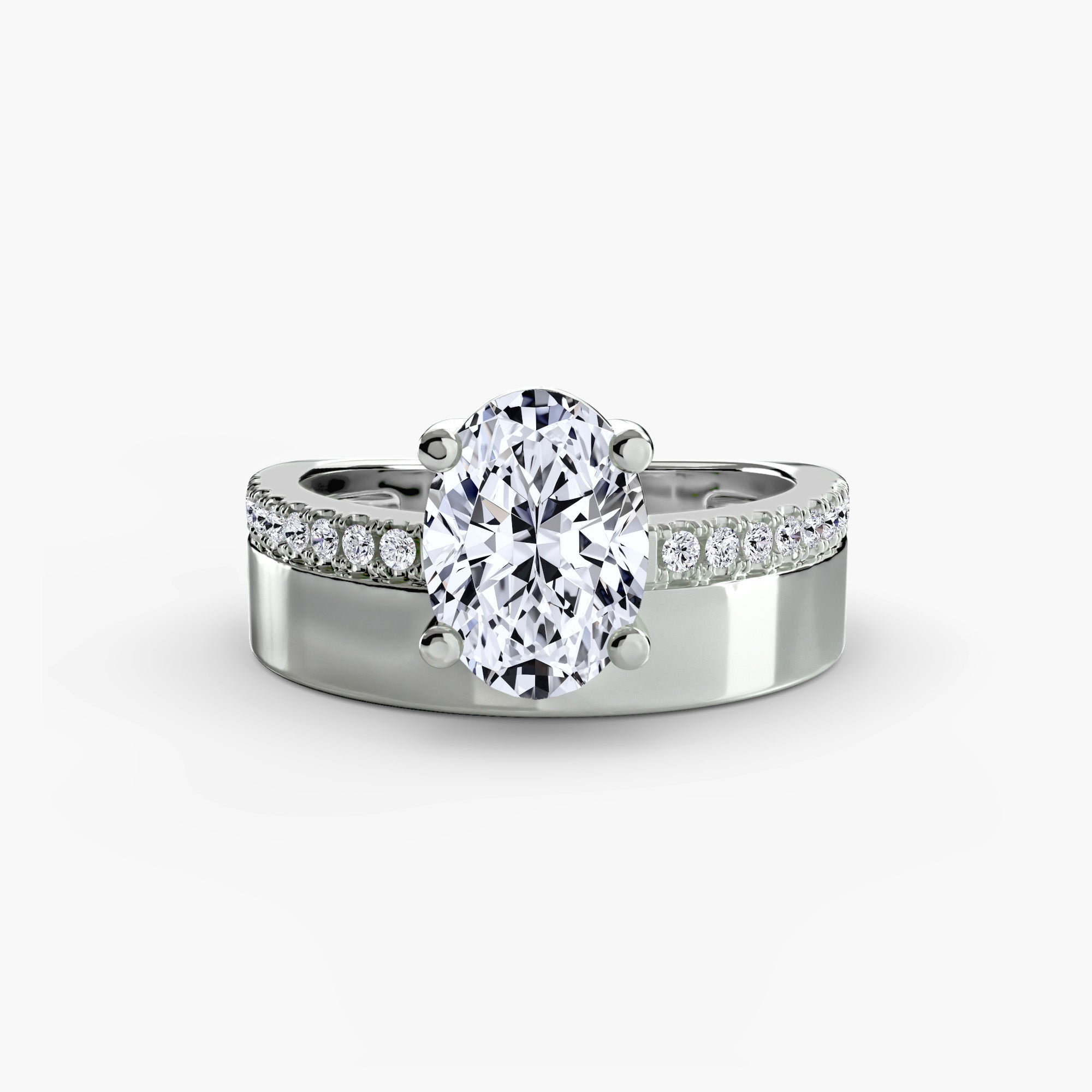 Wide Band Solitaire ერთად Pavé Band
