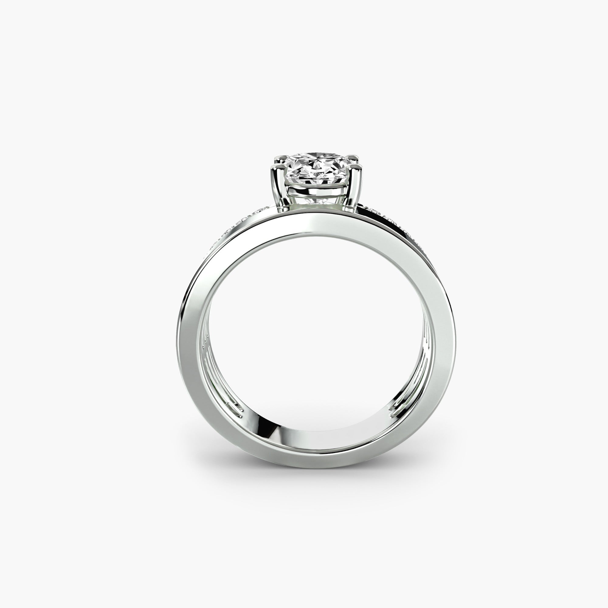 Wide Band Solitaire ერთად Pavé Band