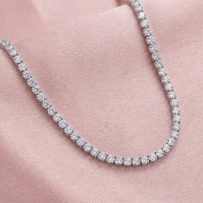 14K White Gold 5 CTW Lab-Grown Diamond Tennis Necklace – 16"