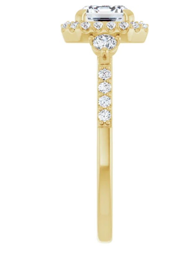 14K Yellow Gold Halo 1.55 ct Emerald Engagement Ring
