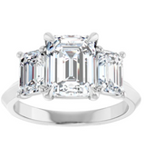 3.00 CTW Three-Stone Emerald-Cut Lab-Grown Diamond Ring