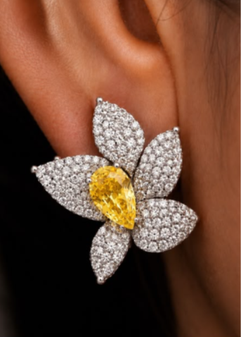Custom Floral Diamond Earrings  SINGLE