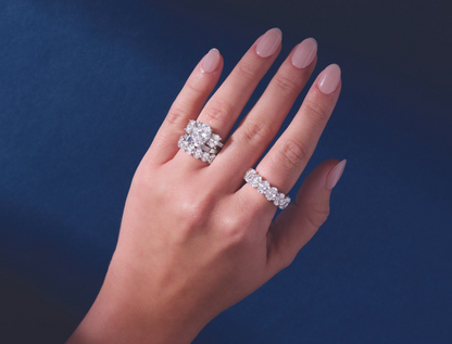 14K White Gold Three-Stone Oval Lab-Grown Diamond Ring – 3.50 CTW