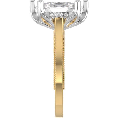 Custom 14K Two-Tone Gold Cathedral Oval Engagement Ring Mounting