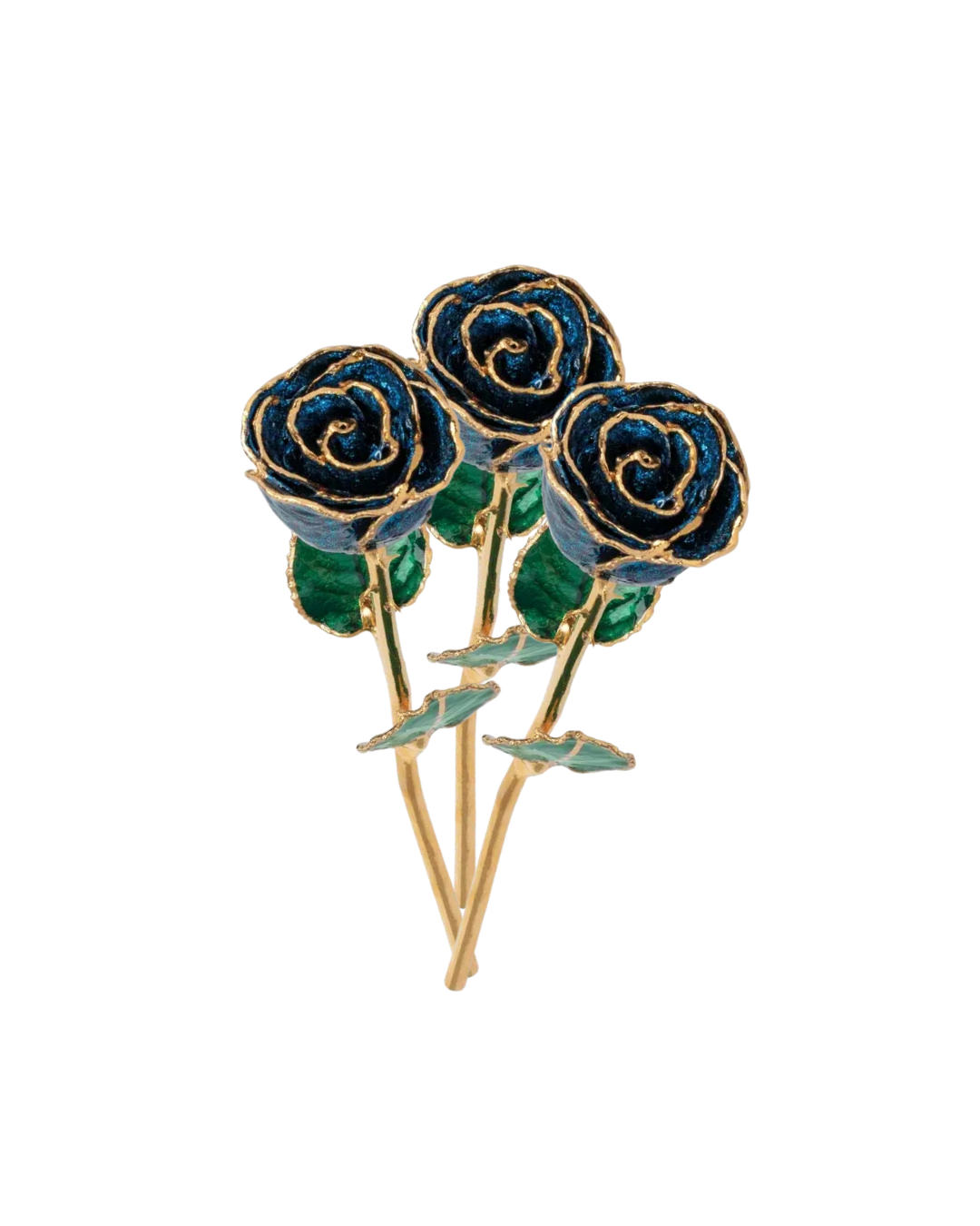 Lacquered Blue Sparkle Rose with Gold Trim