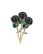 Lacquered Blue Sparkle Rose with Gold Trim