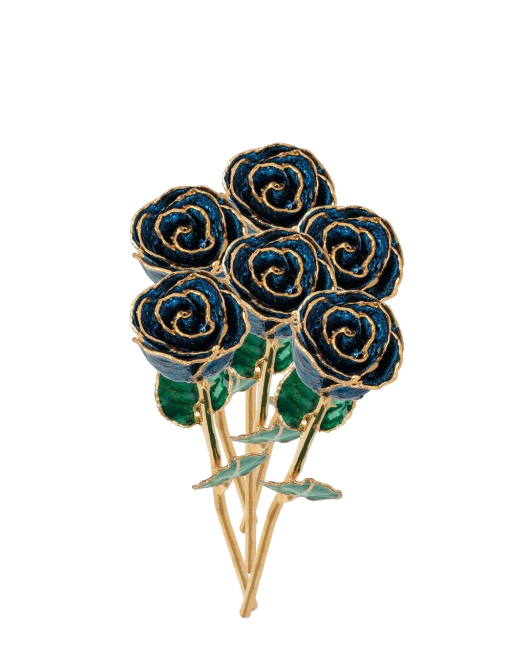 Lacquered Blue Sparkle Rose with Gold Trim