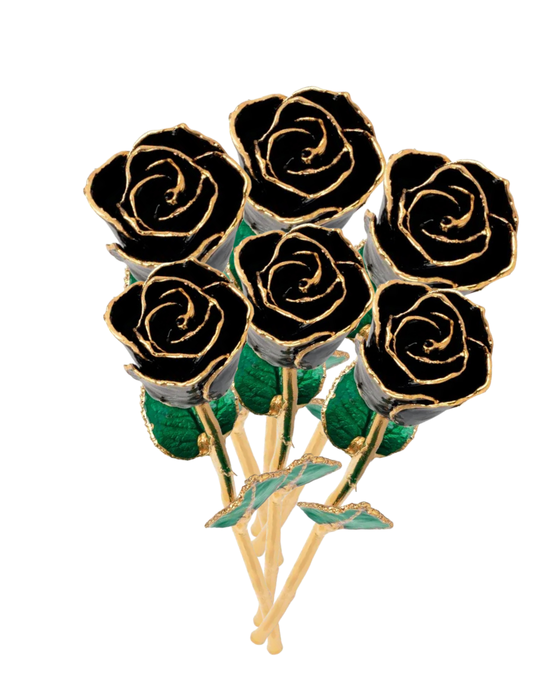 Lacquered Black Rose with 24K Gold-Plated Trim