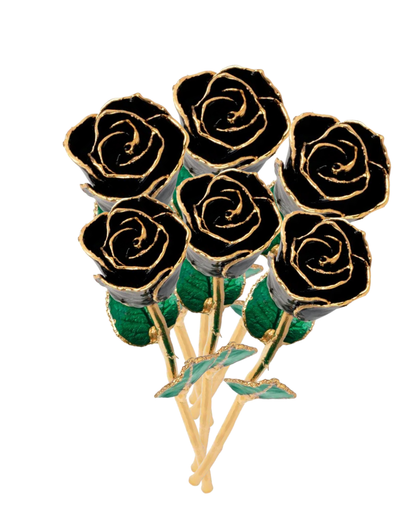Lacquered Black Rose with 24K Gold-Plated Trim