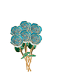 Lacquered Cream & Turquoise Ombre Rose with 24K Gold-Plated Trim