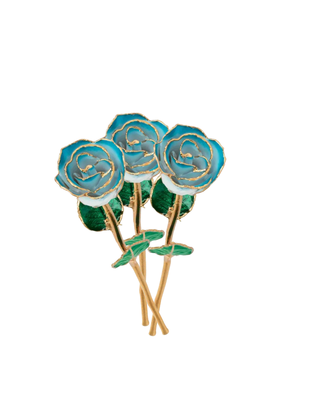 Lacquered Cream & Turquoise Ombre Rose with 24K Gold-Plated Trim
