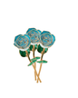 Lacquered Cream & Turquoise Ombre Rose with 24K Gold-Plated Trim