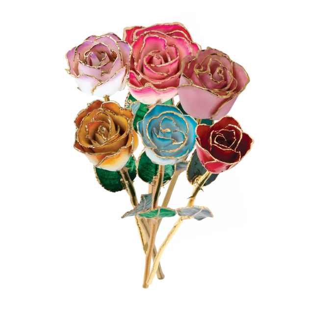 6 Gold-Plated Roses with Acrylic Display Stand