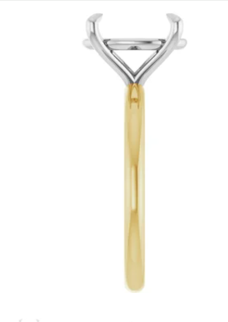 14K Yellow & White Gold Oval Solitaire Engagement Ring Mounting
