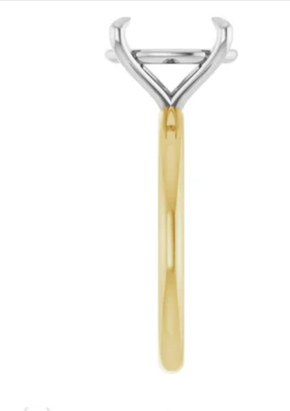14K Yellow & White Gold Oval Solitaire Engagement Ring Mounting