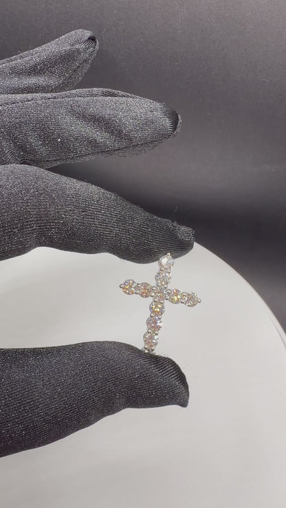 3.00 CTW Diamond Cross Pendant | 14K White Gold | DEF VVS Diamonds