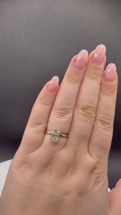 14K Yellow Gold 1.50 CT Oval Lab-Grown Diamond Solitaire Ring