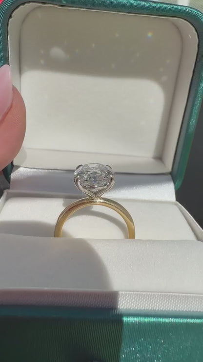 5 CT Two-Tone 18K Gold Oval Solitaire Engagement Ring