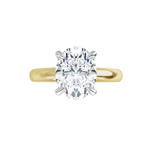 14K Two-Tone 2.00 CT Oval Lab-Grown Diamond Solitaire Engagement Ring