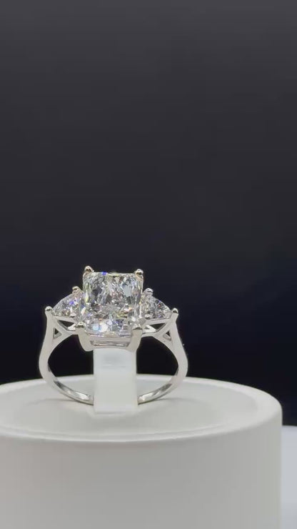 💎 5 1/2 CTW Three-Stone Radiant Diamond Engagement Ring – Custom Made
