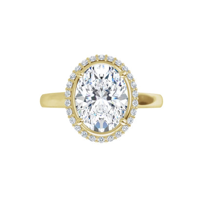 14K Yellow Gold + Band Set  1.21 ct  Oval Natural  Halo-Style Engagement Ring With Matching Band